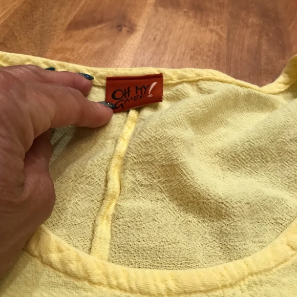 Oh My Gauze! Tops Oh My Gauze Yellow Gauze Top Sz Medium Poshmark